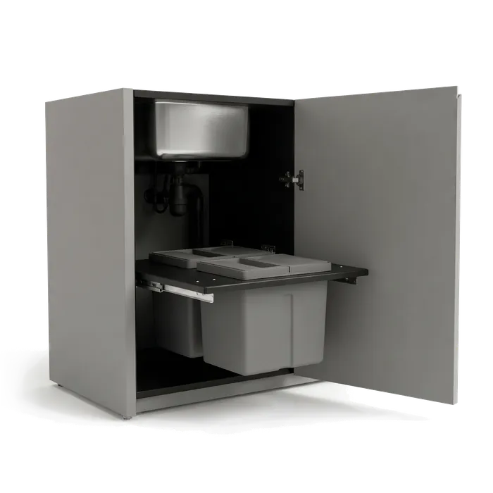 Sink cabinet with a waste drawer